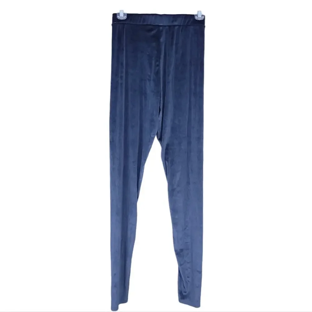 Zara Collection Velour Leggings Medium Gray Holiday Pull On Pants, Elastic Waist